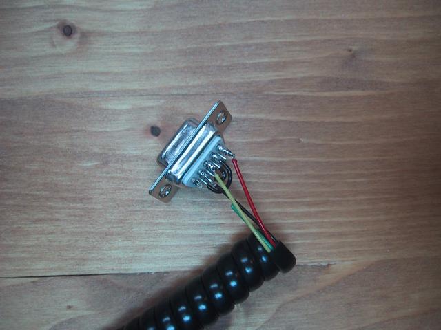 The three wires have been soldered to the serial connector